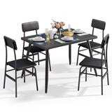 Gizoon 5 Piece Dining Table Set for 4, Modern Metal & Wood Kitchen Dinner Table with 4 Chairs, Space-Saving Dining Room Furniture Table & Chair Sets for Small Spaces & Apartment, Black Gizoon