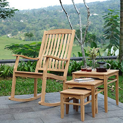 Cambridge Casual Arie Patio Porch Rocking Chair for Outdoor, Single Item/Natural Teak