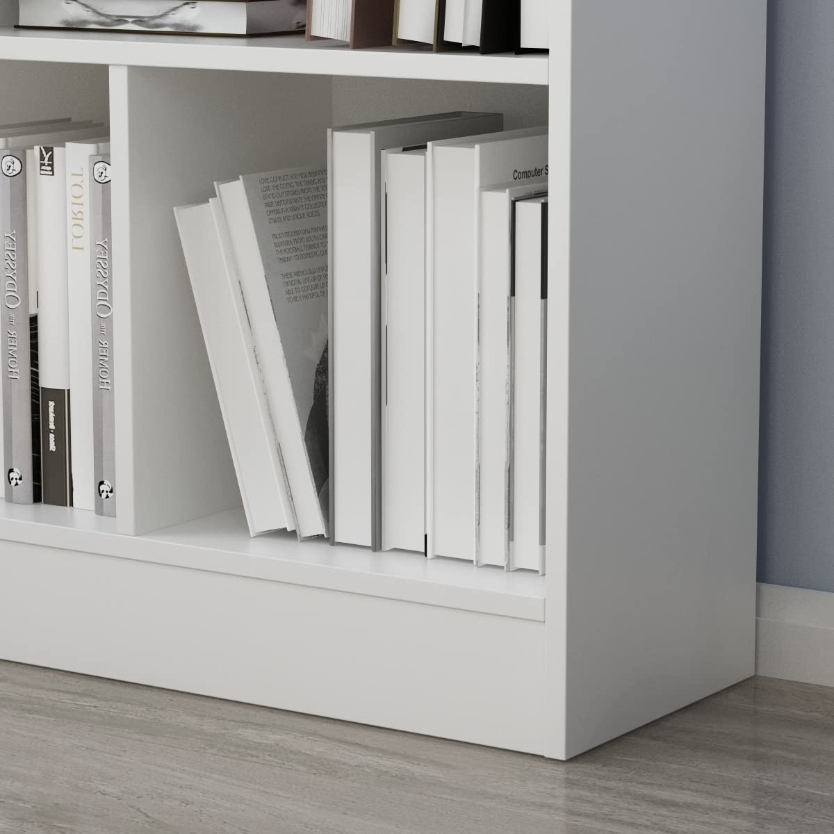 Elegant White Geometric Bookcase – Modern Contemporary Storage Solution for Your Living Room - WoodArtSupply