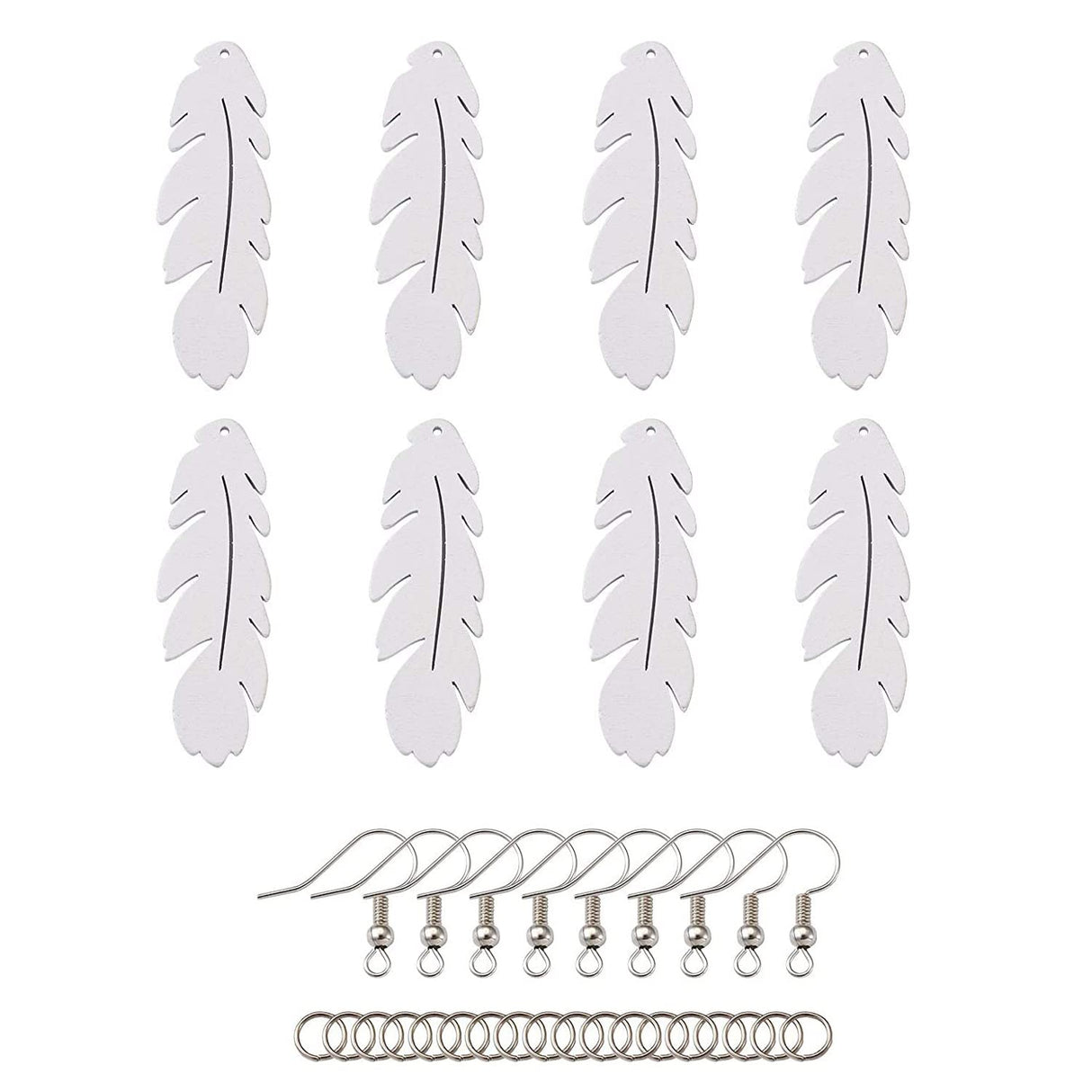 20Pcs Sublimation Blank Earrings Heat Transfer Sublimation Printing Wire Hooks Earrings Feather Shape Unfinished Wooden Dangle Earrings Teardrop Pendant w/Earring Hooks for DIY Jewelry Making Craft Metuynm