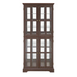 YiaFurio Antique Display Cabinet with Glass Doors & Lights & Adjustable Shelves,Corner Curio Cabinet with Wood Frame for Kitchen,Living Room,Office Light Bulb Include YiaFurio
