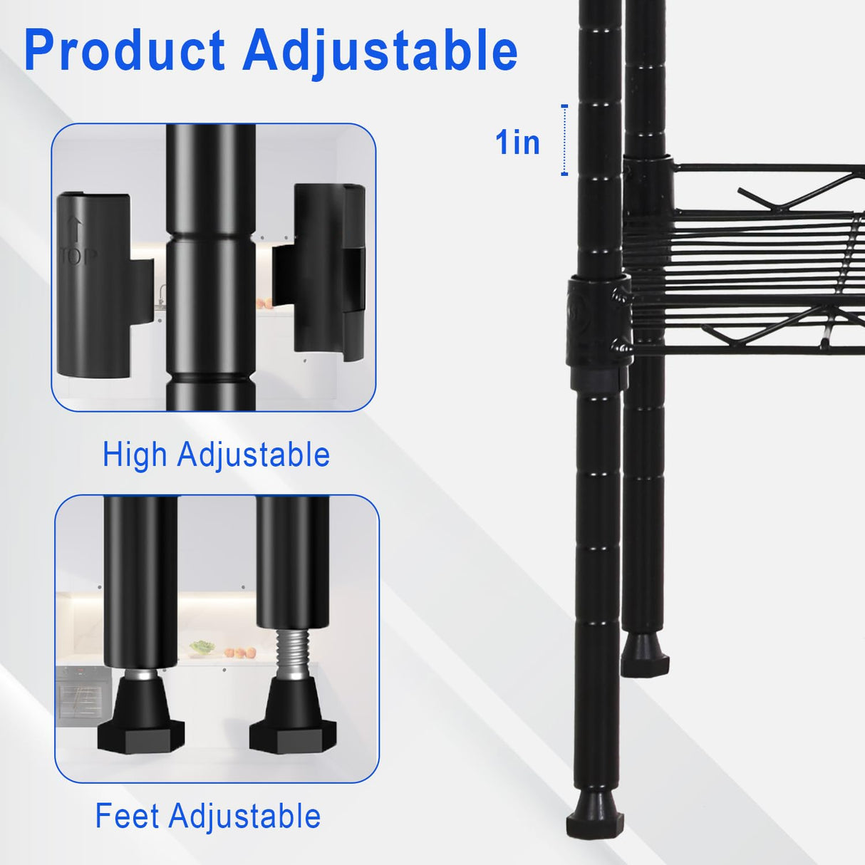 Metal Frame Storage Shelves 5-Tier Wire Shelving NSF Certified Storage Rack Shelf Heavy Duty Storage Shelf with Leveling Feet for Home Kitchen Garage, 12" Dx17 Wx48 H, Black FDW