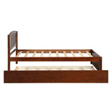 Ball & Cast Trundle Bed Twin,Twin Trundle Bed Frame Roll Out,Solid Wood Bed Frames with Headboard and Wooden Slats Support,for Bedroom,Guest Room,Apartment,Walnut Ball & Cast