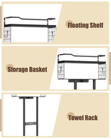 Aetyord Towel Racks for Bathroom 31inch Wall Mounted Towel Rack,Floating Shelf with Wood Plank,Towel Storage for Bathroom can Holds 6 Large Rolled Towels,All Black Aetyord