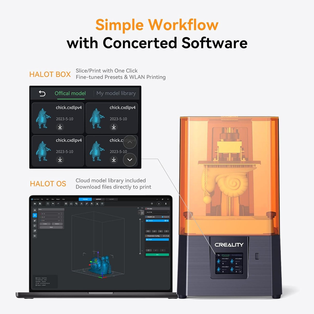 Creality Resin 3D Printer for Kids and Beginners, HALOT R6 Fully Assembled, Upgraded Light Source with High-Precision Printing, LCD Monochrome Screen Simple Workflow 3D Resin Printers Creality