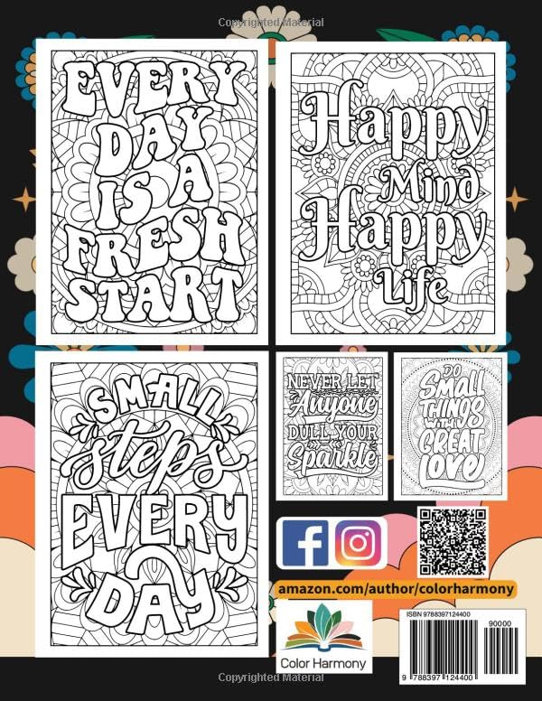Positive Vibes : Mental Health Coloring Book with Motivational and Inspirational Quotes for Adults and Teenagers: Simple and Chill Illustrations for ... and Self Care Gift for Woman| Large Print WoodArtSupply