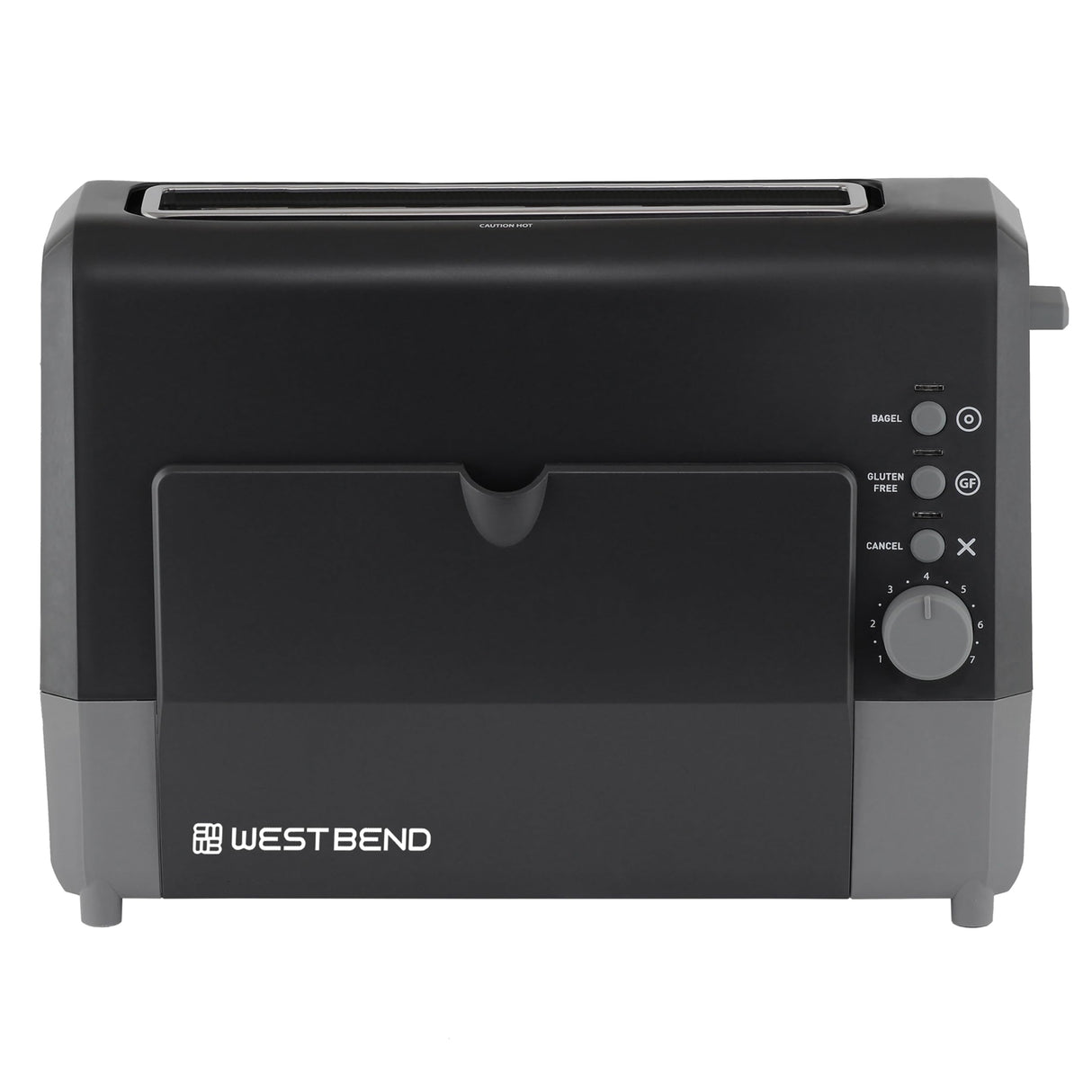 West Bend 77224 Toaster 2 Slice QuikServe Wide Slot Slide Through with Bagel and Gluten-Free Settings and Cool Touch Exterior Includes Removable Serving Tray, Black West Bend