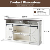 LUXOAK 66" Farmhouse TV Stand for 75 Inch TVs, 40" Tall Entertainment Centere with Sliding Barn Doors, Rustic Media Console Table Storage Cabinet with Adjustable Shelves, Living Room, Antique White LUXOAK