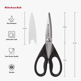 KitchenAid All Purpose Kitchen Shears with Protective Sheath Durable Stainless Steel Scissors, Dishwasher Safe, Soft Grip Comfort Handle, 8.72 Inch, Black KitchenAid