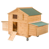 ECOLINEAR Large Chicken Coop with Wheels, Waterproof Outdoor Hen House for 6-8 Chickens, Movable Chicken House with Two Nesting Box, Removable Tray, PVC Cover, Wooden Duck Coop Rabbit Hutch ECOLINEAR