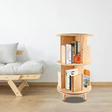 Bazargame 360° Rotating 2-Tier Wood Bookshelf Organizer for Home and Office Bazargame