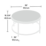 Sauder International Lux Coffee Table, Round Modern Coffee Table, Chic Satin Gold Frame - Sindoori Mango Finish Sauder
