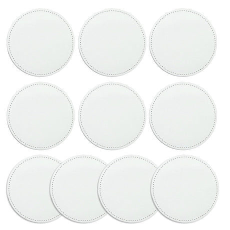 GREYWAWA 10 Pcs Sublimation Patches Blank Iron on Patches 8 Shapes Blank Leather Hat Patches for Hat Shirt Dress Sweater Jeans, 7.6cm/2.99in, Round 3 GREYWAWA