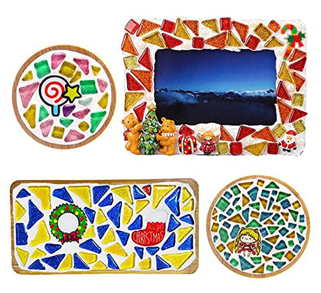 BTMIEY 500g Glue Down Irregular Tiny Mosaic Tile Hobbies Children Handmade Crystal Craft for Bathroom Kitchen Home Decoration DIY Art Projects,0.4X0.4 Inch(Mixed Color Series) BTMIEY