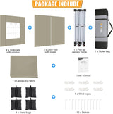 HOTEEL 10x20 Pop Up Canopy Tents for Parties, Outdoor Tent with 6 Sidewalls & 8 Wind-Resistant Rods & Carry Bag, Easy Setup for Patio Events, Wedding, Commercial, Waterproof and UV50+ Protection,Khaki Hoteel