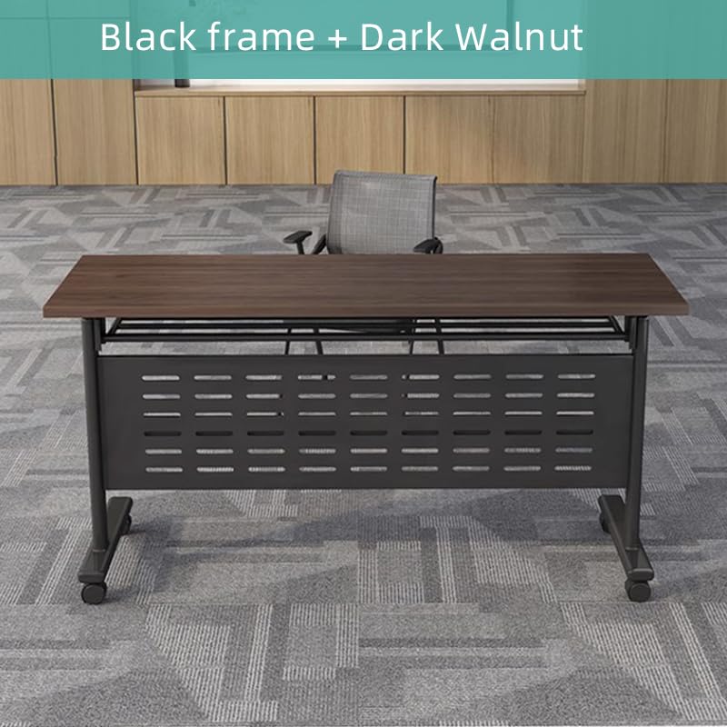 Oppiiwee Folding Conference Room Table, Mobile Training Table with Wheels, Flip Top Rolling Seminar Meeting Table for Office,Meeting Room,classr (Black, 47×16×30in) Oppiiwee