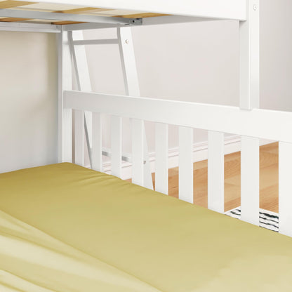 Max & Lily Low Twin Over Full Bunk Bed with End Ladder in White - WoodArtSupply