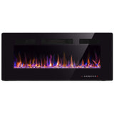 42" Electric Fireplace in-Wall Recessed and Wall Mounted 1500W Fireplace Heater and Linear Fireplace with Timer/Multicolor Flames/Touch Screen/Remote Control (Black) Xbeauty
