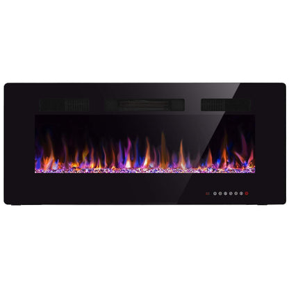 42" Electric Fireplace in-Wall Recessed and Wall Mounted 1500W Fireplace Heater and Linear Fireplace with Timer/Multicolor Flames/Touch Screen/Remote Control (Black)