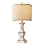 PoKat 20.5" Farmhouse Table Lamp, Vintage Bedside Lamps for Bedroom, Rustic Small End Table Lamps for Living Room, Traditional Nightstand Desk Lamps Distressed Washed White PoKat