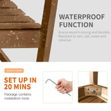 HGS Acacia Wood Outdoor Bench with Armrests – Elegant Park Garden Seating for Two, 705Lbs Capacity HGS