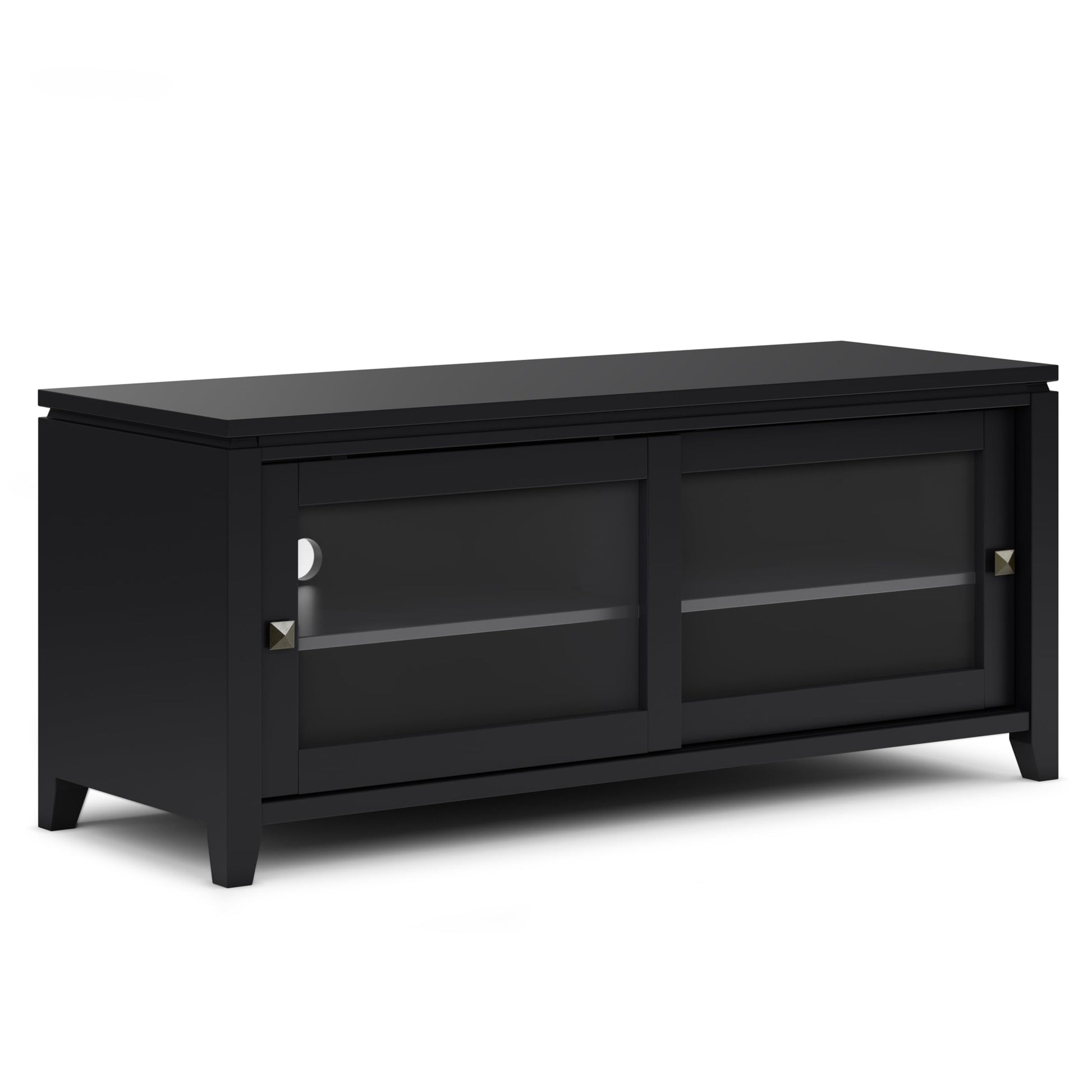 SIMPLIHOME Cosmopolitan SOLID WOOD 48 Inch Wide Contemporary TV Media Stand in Black for TVs up to 55 Inch, For the Living Room and Entertainment Center - WoodArtSupply