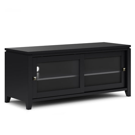 SIMPLIHOME Cosmopolitan SOLID WOOD 48 Inch Wide Contemporary TV Media Stand in Black for TVs up to 55 Inch, For the Living Room and Entertainment Center SIMPLIHOME