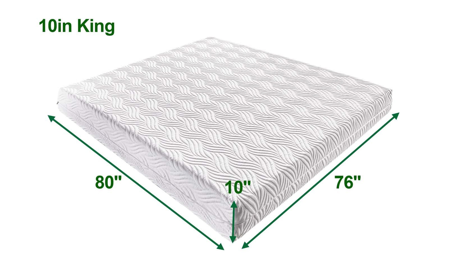 10 Inch King Memory Foam Mattress, Gel Foam Mattress with Breathable Cover, Bed in Box CertiPUR-US Certified, Covered Mattress Covered Mattress