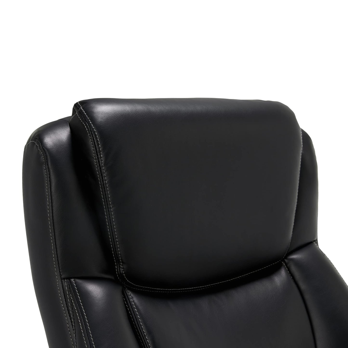 La-Z-Boy Delano Big & Tall Executive Office Chair, High Back Ergonomic Lumbar Support, Bonded Leather, Black with Mahogany Wood Finish - WoodArtSupply