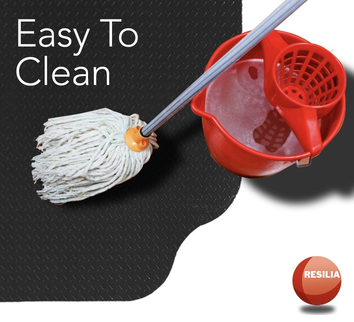 RESILIA - Large Under Grill Mat - Black Diamond Plate, 72 x 48 inches, 12-inch Splatter Protection Lip, for Outdoor Use RESILIA