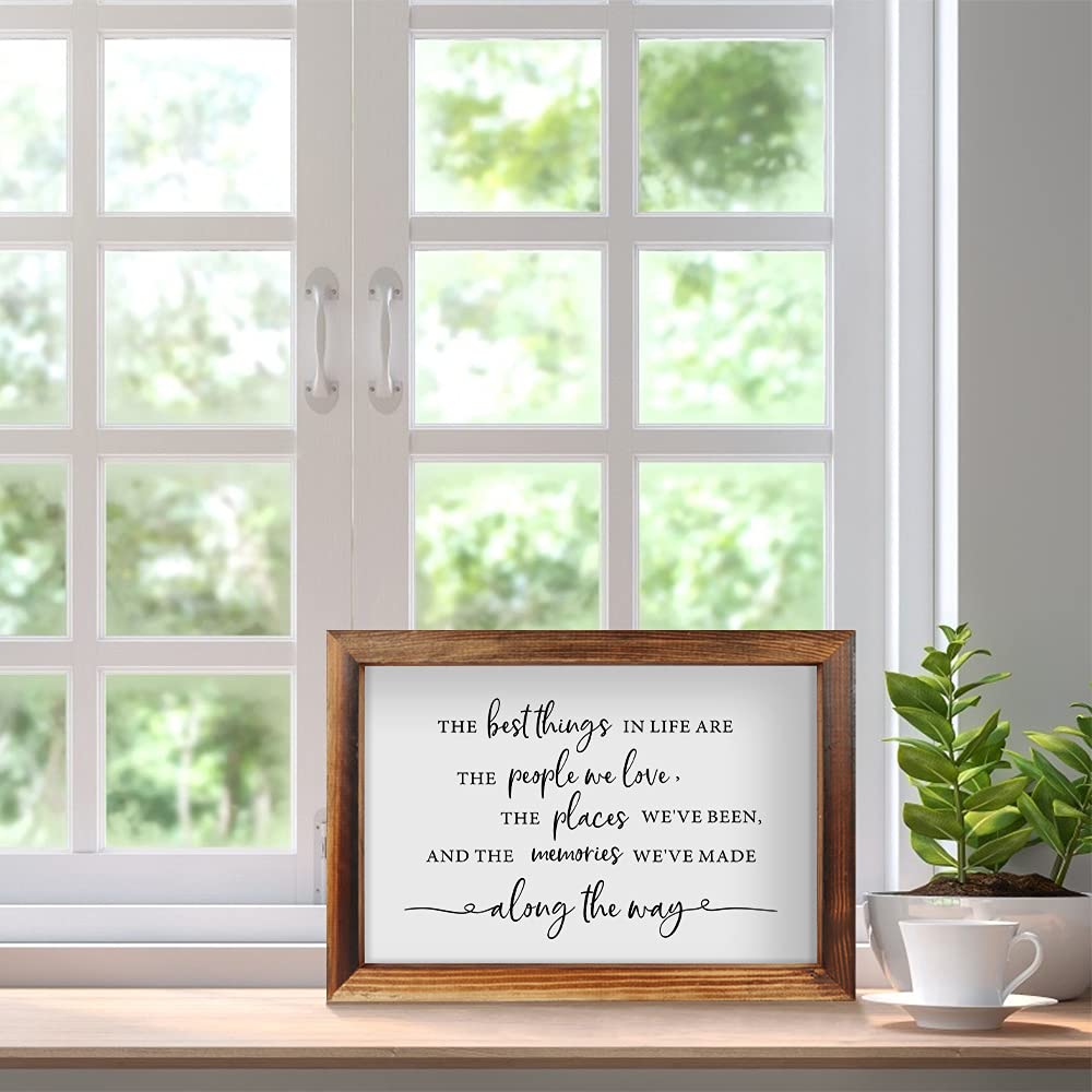 CHDITB The Best Things In Life Framed Wood Sign Plaque(16"×11"), Wooden Wall Table Sign with Scripture Bible Verse Quotes, Vintage Family Sign Housewarming for Home Bedroom Farmhouse Guest Room CHDITB