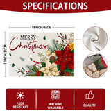 Heirloom Haven 4PCS Merry Christmas Placemats 12x18 inch Red Floral Holly Seasonal Winter Place Mats Rustic Plastic Christmas Table Mats for Kitchen Dining Indoor Home Party Decoration Heirloom Haven