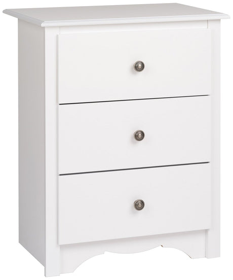 Prepac Sonoma Traditional Tall Nightstand Side Table with 3 Drawers, Functional Tall 3-Drawer Bedside Table 16" D x 23" W x 29" H, White, WDC-2403 Prepac