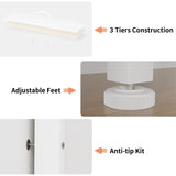 DRAWERHOM Dresser TV Stand with Power Outlets and LED Lights for 55'' TV, 11 Drawers Dresser with Side Pocket, Fabric Chest of Drawers with PU Finish, Sturdy Frame & Wood Top (White) DRAWERHOM