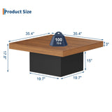 GarveeHome Square Coffee Table with Led Lights, 35 inch Living Room Tables, Modern Coffee Tables with Plug-in 16-Color LED Lights, Cocktail Table for Home Office, Apartment, Reading Room GarveeHome