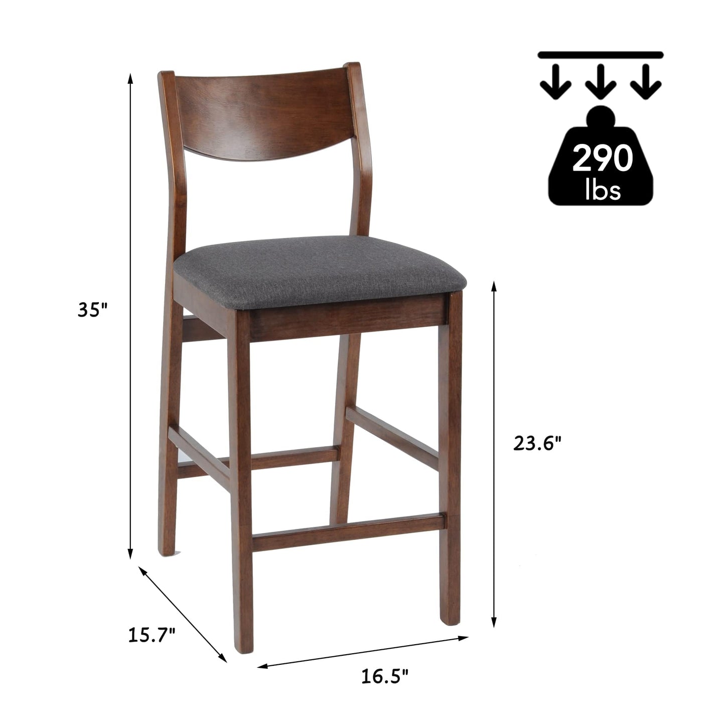 Koreyosh Wood Counter Height Dining Sets for 4, Mid Century Kitchen Breakfast Table and Chairs Set, Rustic Square Pub High Table and Bar Stools, Solid Wooden Dinette Set for Small Spaces, Wal - WoodArtSupply