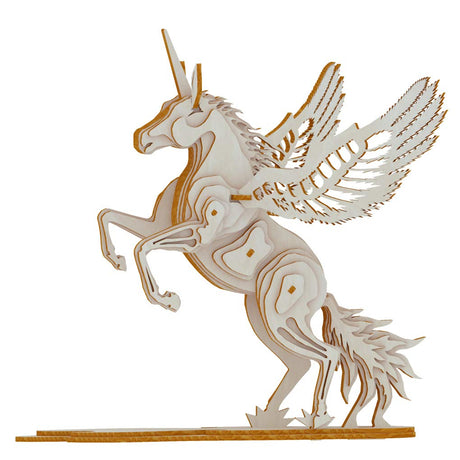 Bitopbi 3D Wooden Puzzles Animal Laser Engraving DIY Safe Assembly Constructor Kit Toy for Teens and Adults Unicorn Mechanical 3-D Models for Self-Assembly (D3 Unicorn) Bitopbi