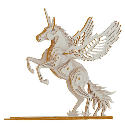Bitopbi 3D Wooden Puzzles Animal Laser Engraving DIY Safe Assembly Constructor Kit Toy for Teens and Adults Unicorn Mechanical 3-D Models for Self-Assembly (D3 Unicorn)