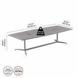 Bush Business Furniture BBF Conference Table for 8-10 People | Boat Shaped 10 FT Engineered Wood Meeting Desk with Sturdy Metal Base for Office Boardrooms, 120W x 48D, Platinum Gray Bush Business Furniture