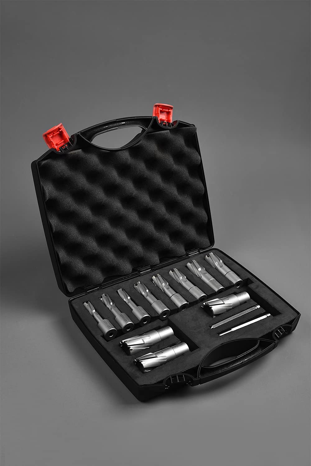 Annular Cutter Set Carbide TCT 13 pcs JESTUOUS 3/4 Inch Weldon Shank 1-3/8 Cutting Depth and Cutting Diameter from 1/2 to 1-1/8 Two Flat Bit for Drill Press with 2 Pilot Pins JESTUOUS