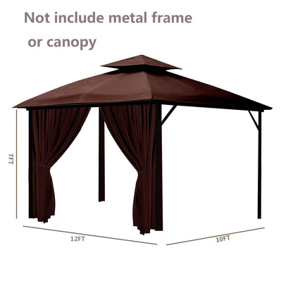 Gazebo Privacy Curtain with Zipper Side Wall Universal Replacement for 10' x 12' Gazebo, Patio, Outdoor Canopy, Garden and Backyard, Coffee Brown (1-Panel Curtain Only)