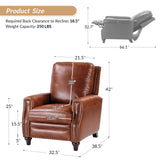 HULALA HOME Genuine Leather Recliner Chair, Classic Push Back Recliner Armchair with Thick Seat and Backrest (Saddle) HULALA HOME