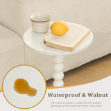 Fultyle Round Side Table, Small Drink Table for Small Spaces, Modern Accent End Table Coffee Table with Solid Wood Leg for Living Room, Bedroom, Corners, and Office (White) Fultyle