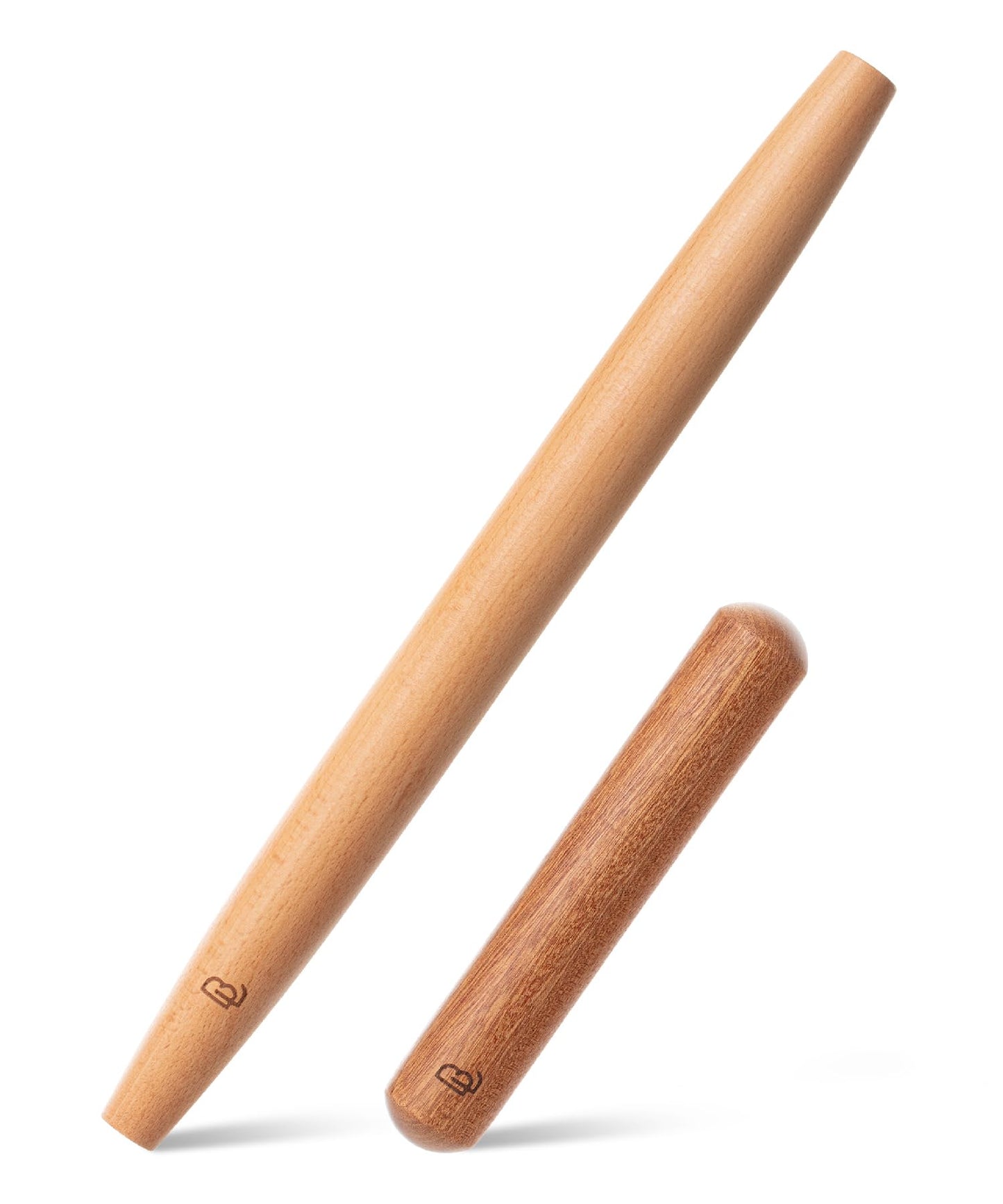 BAMBOO LAND- French Rolling Pin Set, 2 pcs, 16", 8", Natural Wood Rolling Pins for Baking, French Rolling Pin for Dough, Wooden Rolling Pin, Wood Rolling Pin, Pasta Rolling Pin, Pastry Roller Pin