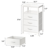 Huuger Nightstands Set of 2, 27.6 Inch End Tables with Charging Station, Bedside Tables with Drawers, PU Leather Finish, USB Port and Outlet, Night Stands for Bedroom, White Huuger