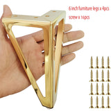 Hyever 6 Inch Gold Furniture Legs Heavy Duty Metal Furniture Feet, Golden Sofa/Cabinet/Table Legs 4Pcs, 6 Inch Cabinet Legs Set of 4,Couch Feet Replacement for Cabinet Dresser (Gold) Hyever