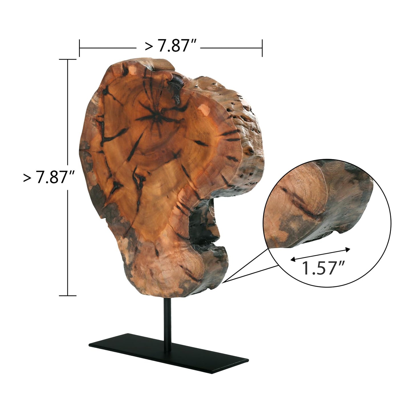 WELLAND Irregular Date Tree Sculpture, Wood Tabletop Sculpture Collectible Decoration for Home Office Decor, Approximate Size Over 7.87 x 7.87 x 1.57 Inches