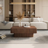 Lift Top Coffee Table with Storage for Living Room Mid Century Modern Coffee Table with Lifting Top Wood Fluted Coffee Tables with Lifts Up Tabletop for Home Apartment Office 38.6" Walnut Rectangle SPMETUYO