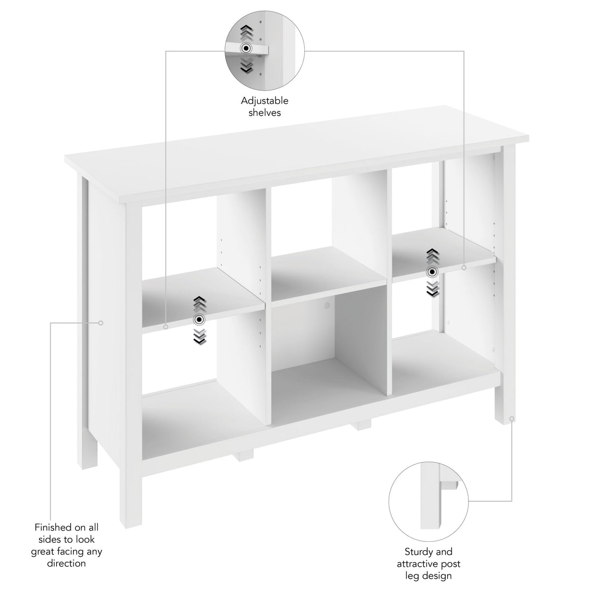 Broadview 6-Cube Storage Bookcase in Pure White Bush Business Furniture