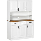 HOMCOM 71" Kitchen Pantry, Freestanding Buffet with Hutch, Farmhouse Storage Cabinet, Microwave Cabinet with 3 Drawers, 6 Doors, 2-Tier Countertop and Adjustable Shelves, White HOMCOM